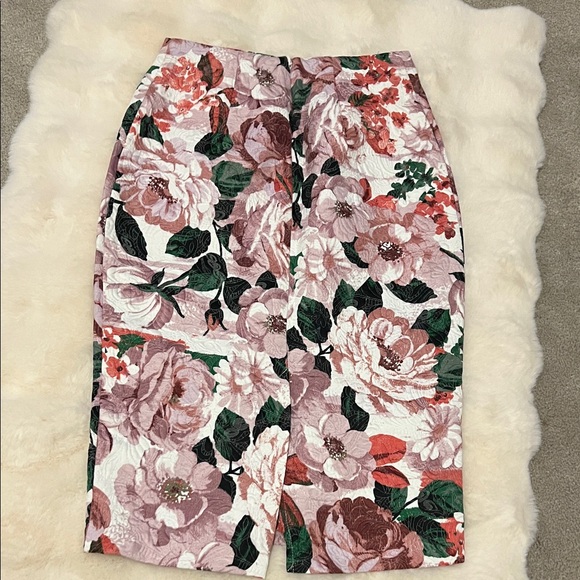 NWT Miss Selfridge Floral Pencil Skirt - Pink and Green - Picture 6 of 6